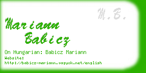 mariann babicz business card